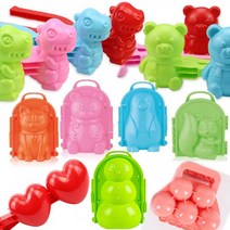 눈뭉치 집게 틀 30종류 스노우 볼 메이커 모래놀이 눈오리 눈사람 만들기 제조기 캠핑 펭귄 다람쥐, 공룡눈뭉치-색상랜덤