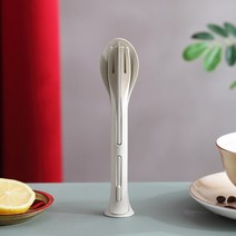 커트러리 세트 개대 여행 휴대용 칼 세트 일본 스타일 밀 짚 나이프 포크 스푼 학생 식기 주방, 04 Beige