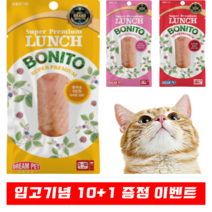 [10+1] 런치 보니또 오리지널 치킨 가쓰오부시 고양이 간식 20g 반려묘 영양간식, 런치 보니또 치킨