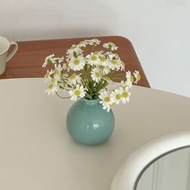 감성인테리어소품 기발한아이디어상품 예쁜인테리어가구 미니어처 셀프인테리어 소품샵 앤틱소품, 레이크 블루 칼라가 들어간 꽃병+리틀 데이지