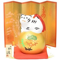 세토 도예사 2022년 간지 입상 개운 보옥 백 호랑이 복종 일본제 쇼미네 가마 약 8.3×6×6 cm