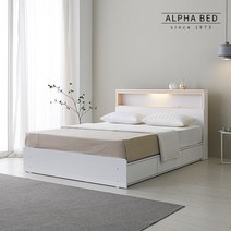 [알파침대] 나르 LED 편백나무 수납침대 SS+천연라텍스매트리스, 상세 설명 참조