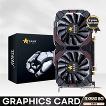 그래픽카드 ZIWAY- 그래픽 카드 RX 580 8G 2048SP 256Bit 1206Mhz GDDR5 HDMI 호환 DVI 디스플레이포트 GPU RX580, 한개옵션0