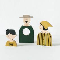 목조 장식 장식품 아영네식구 세식구 네식구 인테리어 우드 현관 귀여운 어린이방 집 신발장 식당 소품, 민요시인가족-1가족3명(남보)