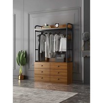 옷방 행거 시스템 옷장 드레스룸 수납장 스탠드 옷걸이, 오크+화이트선반-80X40X1922단서랍2개