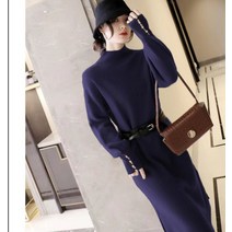 FANSYLI 여자 니트 원피스 가을 겨울 중간 길이 무릎 허리 스웨터 스커트 롱니트원피스 271호 10A19