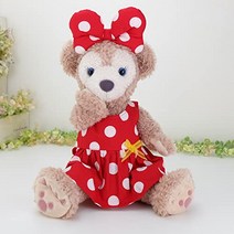 cushu cush 더피 셰리 메이 일본제 봉제 인형 옷 의상 의상 붉은 물방울 원피스 리본 2 점 세트 cds258S