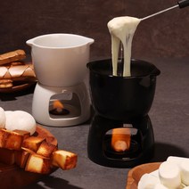 초콜릿 퐁듀 냄비 화로 세트 치즈 퐁듀팟+워머 그릇, 1세트, 화이트