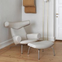 칼한센앤선 한스웨그너 쇼파 황소 의자 ox chair AC70 라운지체어, 천연가죽+블랙 발판