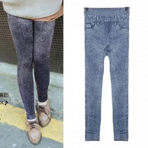 데일리 외출 기모 청나염 데님레깅스 추천 30대 여성 편한 면 팬츠 여자 봄