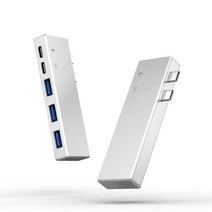 베이식스 P2 듀얼USB-C to 5in1 애플 멀티포트 허브, 실버