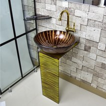 나라욕실 황금줄무늬 유리볼세면대 세트, 1세트, 블랙원홀수전