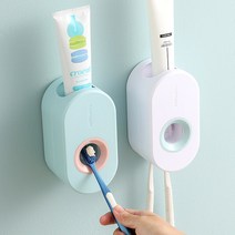 1+1 원터치 치약디스펜서 자동 치약짜개 치약압착기, 화이트+화이트