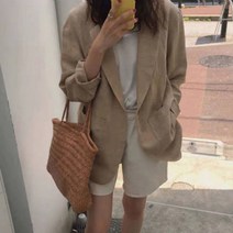 바잉바잉몰 여성린넨자켓 박시자켓 여름 오버핏 데일리