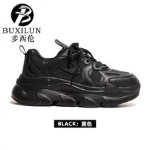 gcs보드 단열재 결로방지 여성을 위한 Buxilun 정품 가죽 아빠 신발 2023 가을 캐주얼 운동화 트렌, 35, 검은색