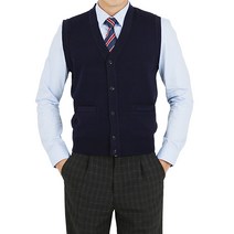 [KT알파쇼핑]남성 국산 울 브이넥 오픈형 니트 베스트 조끼 JP-VEW-OV-네이비