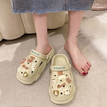 악어 구멍 신발 비스킷 곰 한국어 버전 두꺼운 바닥 여성 여름 ins 조수 겉옷 패션 만화 학생 두 착용 샌들