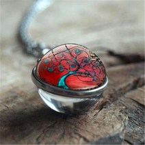 여성용 양면 유리 볼 펜던트 트렌디한 음양 생명의 나무 목걸이 레트로 아트 페인팅 쥬얼리, XSWX3363-5