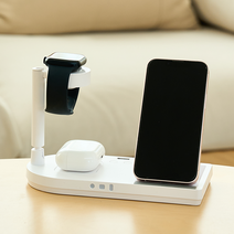 디큐브 4in1 고속 무선충전기 아이폰 애플워치 에어팟, 애플전용 화이트