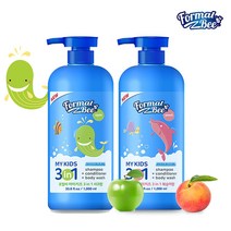 키즈 3in1 어린이 샴푸+컨디셔너+바디 복숭아/사과향, 03_2개_복숭아1+사과향1