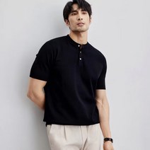 여름 골프 니트 루즈핏 아메리칸 블랙 반팔 상의 티셔츠 남자 한국 동대문 남성복 트렌드