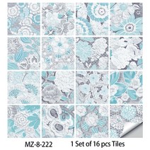 붙이는 타일 방바닥 16pcs 수채화 그림 스타일 벽 스티커 주방 Backsplash 옷장 욕실 방수 필 & 스틱 아트, 22 MZ-8-222_02 15cmX15cmX16pcs