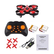 DIY 미니 2.4G RC 드론 4CH 6-축 자이로 쿼드콥터 PK Eachine 010 JJRC H36 모드 추가 배터리 항공기 포함, 01 Red W 2pcs Battery