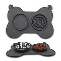 모던펫밀리 강아지 급체방지 강아지 고양이 슬로우 식기 흘림받침 실리콘 매트, 멜란지그레이