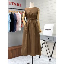 애티쉬 뒷트임 허리밴딩 민소매원피스 BOP1R540