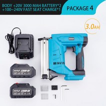타카건 전동타카 21V 무선 공압 충전 네일 건 V 형 합금 노즐 Makita 18V 배터리 목공 DIY 전기, 05 2 Battery 3.0A EU