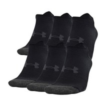 Under Armour 성인용 퍼포먼스 테크 노쇼 양말 스틸 모음 미디엄 6쌍 448428, Black (6-pairs)_Large