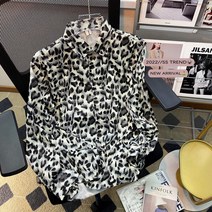 레오파드 긴팔 셔츠 남성 봄 가을 트렌드 디자인 감각 소중 상의 ins