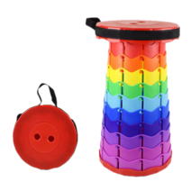 접이식 아코디언 의자 코끼리 자바라 놀이동산 간이 폴딩 줄서기 체어 스툴, 빨강무지개