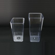 핸드메이크 투명사각꽃통 크리스탈 화병 / 투명 플라스틱 디자인 아크릴 꽃통 물통 - 화훼장식기능사