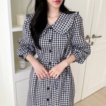 심플체크 빅카라 롱원피스