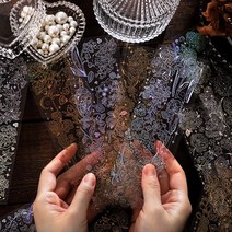 홀로그램 다꾸 스티커 반짝이 금장 빈티지 투명 인스, 실버클로버