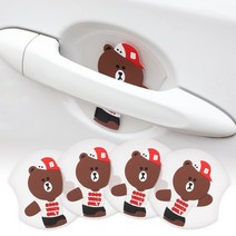 자동차도어보호 문 보호필름 애니메이션 히든 도어손잡이 스티커 시트지 칠면 스크래치 긁힘방지 2826641066, 레드 모자곰 (도어캐치 긁힘방지 편