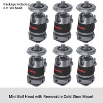 JINUS 카메라 호환 Smallrig SmallRig 마이크 모니터 LED 비디오 라이트용 미니 볼 헤드 탈착식 콜드 슈 마운트 360 패닝, CHINA_2948 6pcs