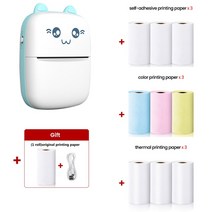 열전사프린터 휴대용 미니 라벨 프린터 무선 블루투스 스티커 접착 인쇄 용지 사진 고양이 열 iOS 안드로이드용 57mm, [16] ABlue 9Pcs Paper