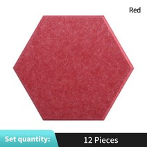 흡음패널 흡음재 방음재 어쿠스틱 패널 스튜디오 12pcs 방음 음향 홈 방음 흡음 장식 음향 흡수, 빨간색, 큰 육각형, 8mm 중간 밀도