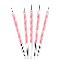 GHSHOP 5 pcs 네일 아트 실리콘 조각 펜 듀얼 헤드 도팅 드로잉 페인팅 펜 실리콘 엠보싱 daub 브러시 도팅 도구, 분홍색, 각 길이: 150mm, 플라스틱+금속+실리콘