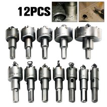 소형 탁상 밀링머신 서프파이프 선반가공 탁상바이스 밀링기 Drillpro 12pcs 15mm-50mm 금속 구멍 톱 치아 키트 드릴 비트 세트 스테인레스 스틸 합금 나무 커터, 12개