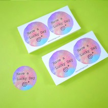 Lucky Day 스티커 25장 50매 초강접 원형아트지 답례품 선물 땡큐 감사 생일