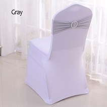 50 개몫 스트레치 라이크라 스판덱스 의자 커버 밴드 버클 슬라이더 웨딩 장식 새시, Silver Gray