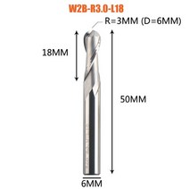 Dreanique 1 개 카바이드 볼 노즈 엔드 밀링 커터 2 플루트 R0.5-R4.0 엔드 밀 라우터 비트 나무 알루미늄 CNC, [06] W2BR30L18