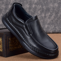 50대 남성구두 슬립 구두 끊없는 캐주얼 소프트 소가죽 경찰단화 발편한