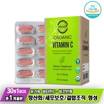 비건인증 organic 오가닉 유기농비타민C 말토덱스트린 아세로라 임산부 항산화작용 30정, 1개