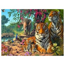 돈이들어오는 동물 우드 직소퍼즐 호랑이 행운 금전 상징 그림 300 500 1000피스 선물용 집중력향상 성인용 장난감, 파