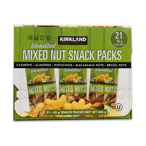 커클랜드 언솔티드 믹스 넛 스낵 팩, 945g, 1박스