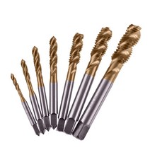 1개 HSS 티타늄 스틸 나사 탭 코팅 메트릭 나선형 스레드 드릴 비트 세트 기계 복합 M3-M12 손 도구, 07 M8